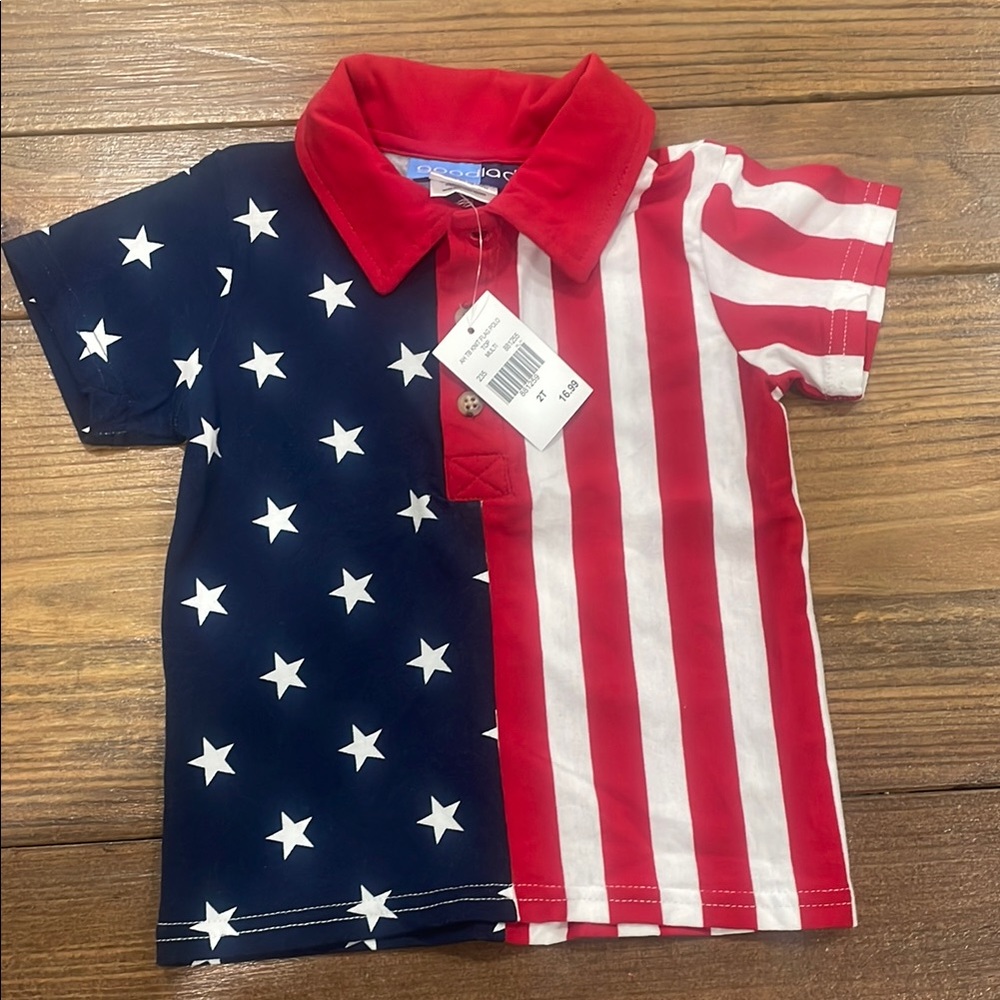 Good Lad Red and White Polo Patriotic Design